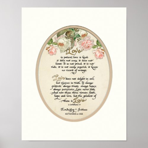 The Love Chapter 1 Corinthians 13 Calligraphy Poster