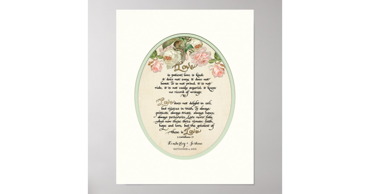 The Love Chapter, 1 Corinthians 13 Calligraphy Poster | Zazzle