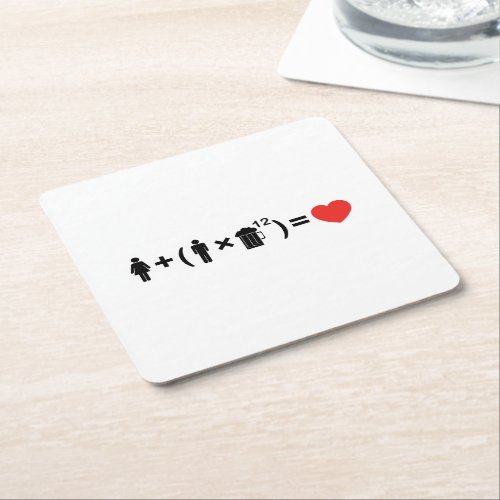 The Love Equation for Men Square Paper Coaster