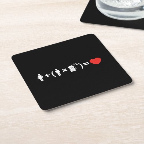 The Love Equation for Men Square Paper Coaster