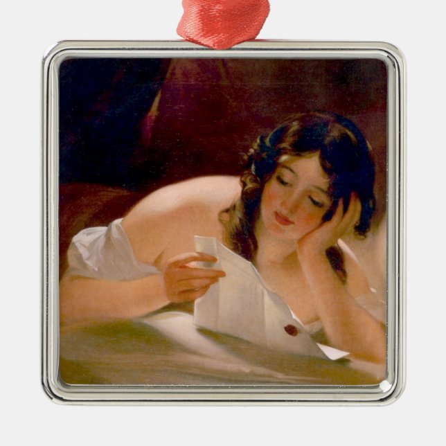 The Love Letter (by Thomas Sully) Metal Ornament (Front)