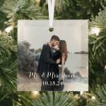 The Love of my life Glass Ornament<br><div class="desc">A modern way of having the couples photo with their names and the date of their special day on a Christmas tree,  it includes personalization .</div>