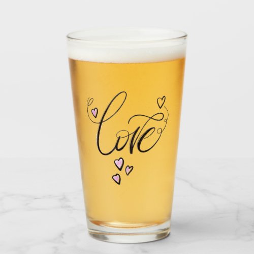 The Love Pour | Elegant Artisanal Cursive Pint  Glass