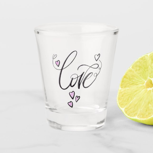 The Love Shot | Minimalist Cursive Celebration  Glass (Front)