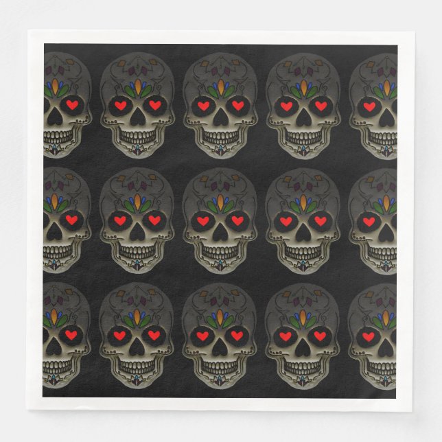 The Love Skull  Paper Dinner Napkins (Front)
