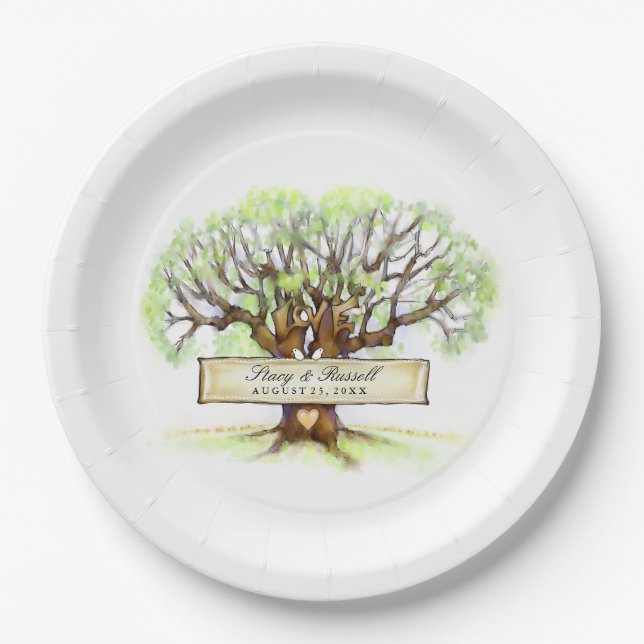 The Love Tree Wedding Customized Paper Plates (Front)
