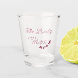 the lovely match pink name date pastel wedding ret shot glass
