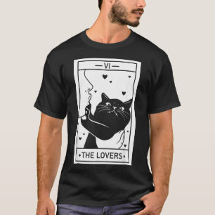 The Lovers Cat Humor Tarot Card Halloween Black T-Shirt