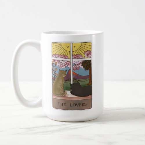 The Lovers Cat Tarot Card Coffee Mug