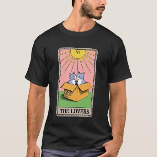 The Lovers Cuddling Cats Funny Tarot Card Cat T-Shirt