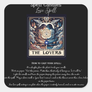 THE LOVERS Ethereal Tarot Love Spell Intentions Square Sticker