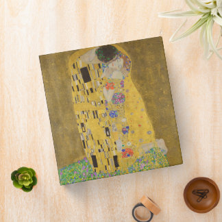 The Lovers Kissing Embrace by Gustav Klimt 3 Ring Binder