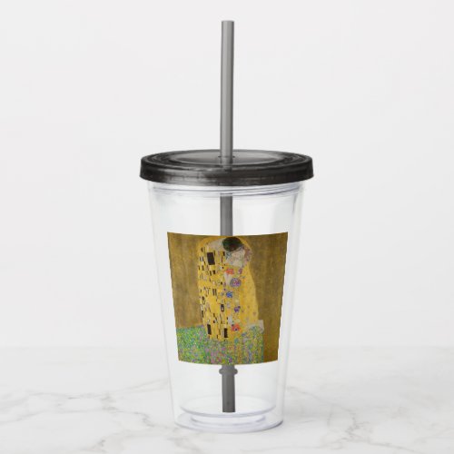 The Lovers Kissing Embrace by Gustav Klimt Acrylic Tumbler