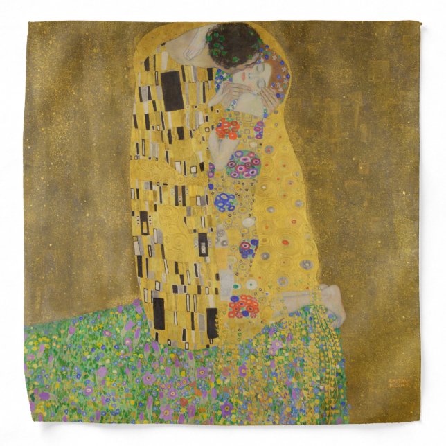 The Lovers Kissing Embrace by Gustav Klimt Bandana (Front)