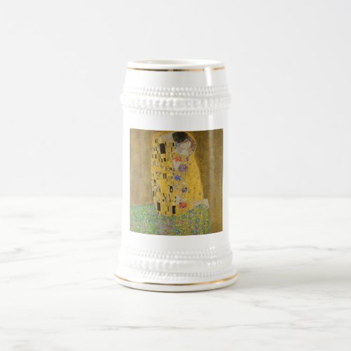 The Lovers Kissing Embrace by Gustav Klimt Beer Stein