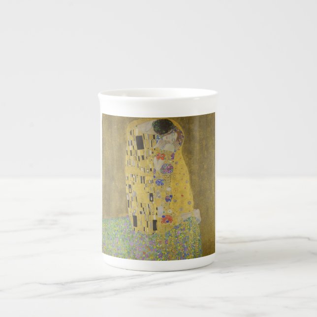 The Lovers Kissing Embrace by Gustav Klimt Bone China Mug (Front)