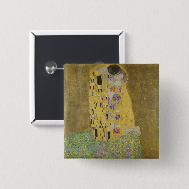 The Lovers Kissing Embrace by Gustav Klimt Button (Front & Back)
