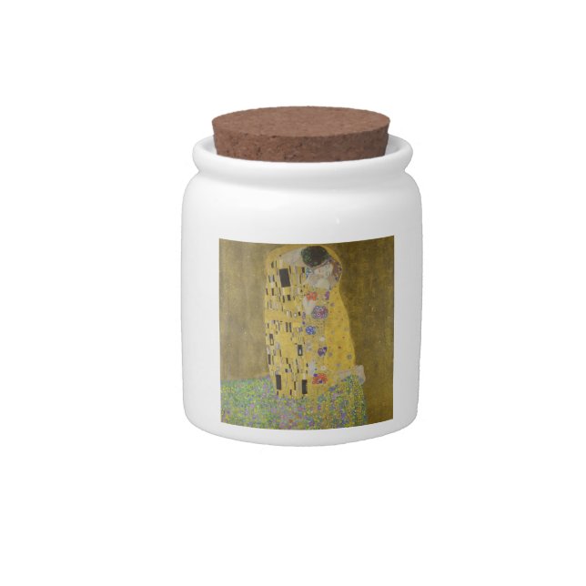 The Lovers Kissing Embrace by Gustav Klimt Candy Jar (Front)