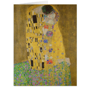 The Lovers Kissing Embrace by Gustav Klimt Cards