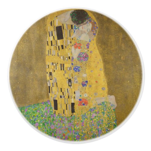 The Lovers Kissing Embrace by Gustav Klimt Ceramic Knob