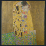 The Lovers Kissing Embrace by Gustav Klimt Cloth Napkin<br><div class="desc">Sunlight glints off the swirling golden embrace that surrounds the lovers in Gustav Klimt's masterpiece, The Kiss. The scene is a paradox of intimacy and isolation. The couple stands on a precipice, a field of colorful flowers at their feet, yet they are oblivious to the world around them. Their gazes...</div>