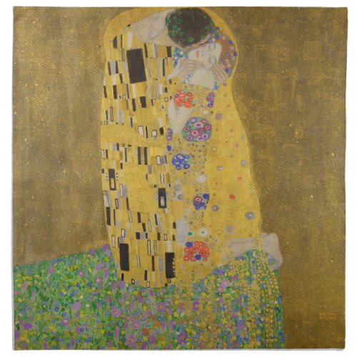 The Lovers Kissing Embrace by Gustav Klimt Cloth Napkin