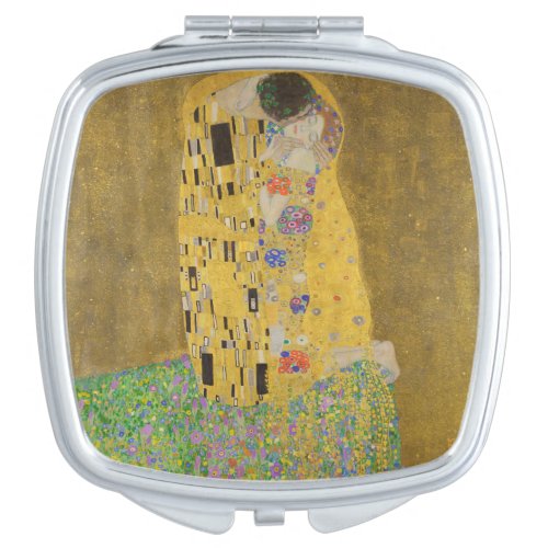 The Lovers Kissing Embrace by Gustav Klimt Compact Mirror