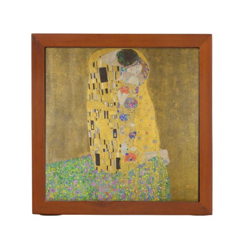 The Lovers Kissing Embrace by Gustav Klimt Desk Organizer