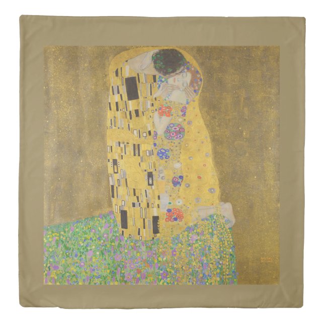 The Lovers Kissing Embrace by Gustav Klimt Duvet Cover (Front)