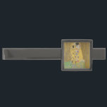 The Lovers Kissing Embrace by Gustav Klimt Gunmetal Finish Tie Bar<br><div class="desc">Sunlight glints off the swirling golden embrace that surrounds the lovers in Gustav Klimt's masterpiece, The Kiss. The scene is a paradox of intimacy and isolation. The couple stands on a precipice, a field of colorful flowers at their feet, yet they are oblivious to the world around them. Their gazes...</div>
