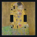 The Lovers Kissing Embrace by Gustav Klimt Light Switch Cover<br><div class="desc">Sunlight glints off the swirling golden embrace that surrounds the lovers in Gustav Klimt's masterpiece, The Kiss. The scene is a paradox of intimacy and isolation. The couple stands on a precipice, a field of colorful flowers at their feet, yet they are oblivious to the world around them. Their gazes...</div>