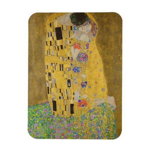 The Lovers Kissing Embrace by Gustav Klimt Magnet