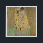 The Lovers Kissing Embrace by Gustav Klimt Napkins<br><div class="desc">Sunlight glints off the swirling golden embrace that surrounds the lovers in Gustav Klimt's masterpiece, The Kiss. The scene is a paradox of intimacy and isolation. The couple stands on a precipice, a field of colorful flowers at their feet, yet they are oblivious to the world around them. Their gazes...</div>