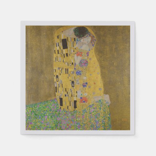 The Lovers Kissing Embrace by Gustav Klimt Napkins