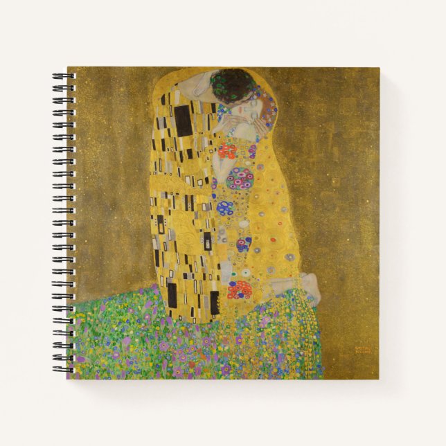 The Lovers Kissing Embrace by Gustav Klimt Notebook (Front)