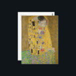 The Lovers Kissing Embrace by Gustav Klimt Postcard<br><div class="desc">Sunlight glints off the swirling golden embrace that surrounds the lovers in Gustav Klimt's masterpiece, The Kiss. The scene is a paradox of intimacy and isolation. The couple stands on a precipice, a field of colorful flowers at their feet, yet they are oblivious to the world around them. Their gazes...</div>