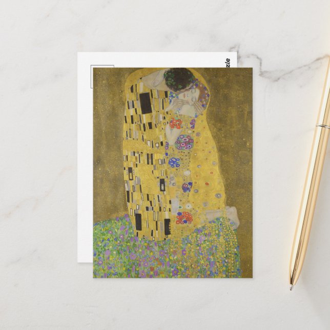 The Lovers Kissing Embrace by Gustav Klimt Postcard (Front/Back In Situ)