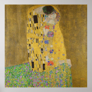 The Lovers Kissing Embrace by Gustav Klimt Poster
