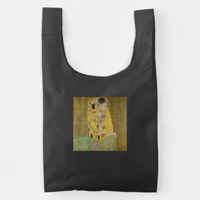 The Lovers Kissing Embrace by Gustav Klimt Reusable Bag (Front)