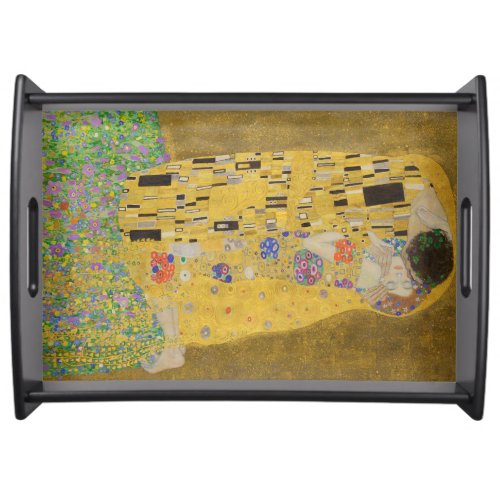 The Lovers Kissing Embrace by Gustav Klimt Serving Tray