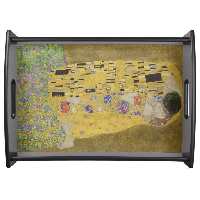 The Lovers Kissing Embrace by Gustav Klimt Serving Tray (Front)