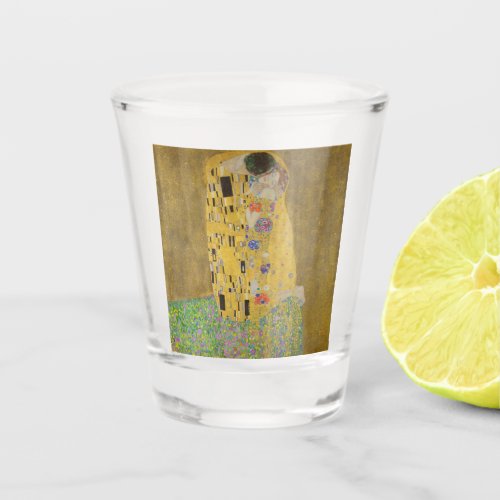 The Lovers Kissing Embrace by Gustav Klimt Shot Glass