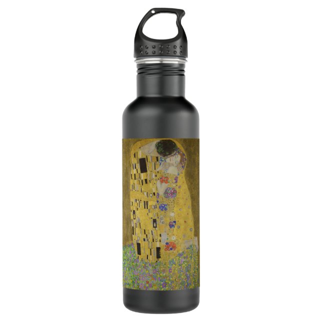 The Lovers Kissing Embrace by Gustav Klimt Stainless Steel Water Bottle (Front)