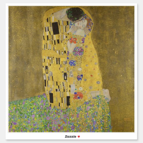 The Lovers Kissing Embrace by Gustav Klimt Sticker