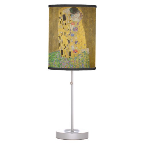 The Lovers Kissing Embrace by Gustav Klimt Table Lamp