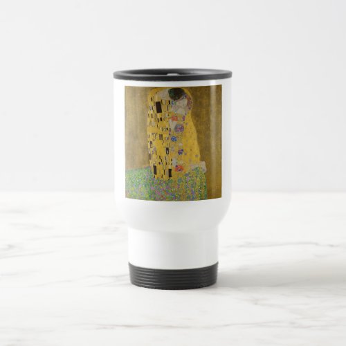 The Lovers Kissing Embrace by Gustav Klimt Travel Mug