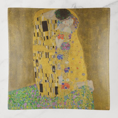 The Lovers Kissing Embrace by Gustav Klimt Trinket Tray
