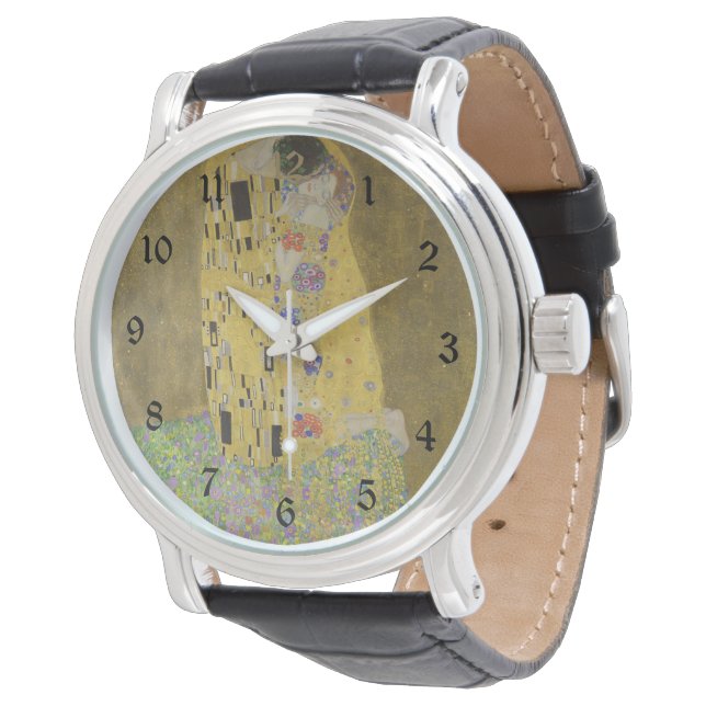 The Lovers Kissing Embrace by Gustav Klimt Watch (Angled)