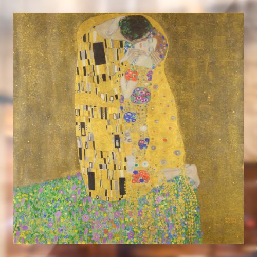The Lovers Kissing Embrace by Gustav Klimt Window Cling
