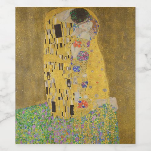 The Lovers Kissing Embrace by Gustav Klimt Wine Label